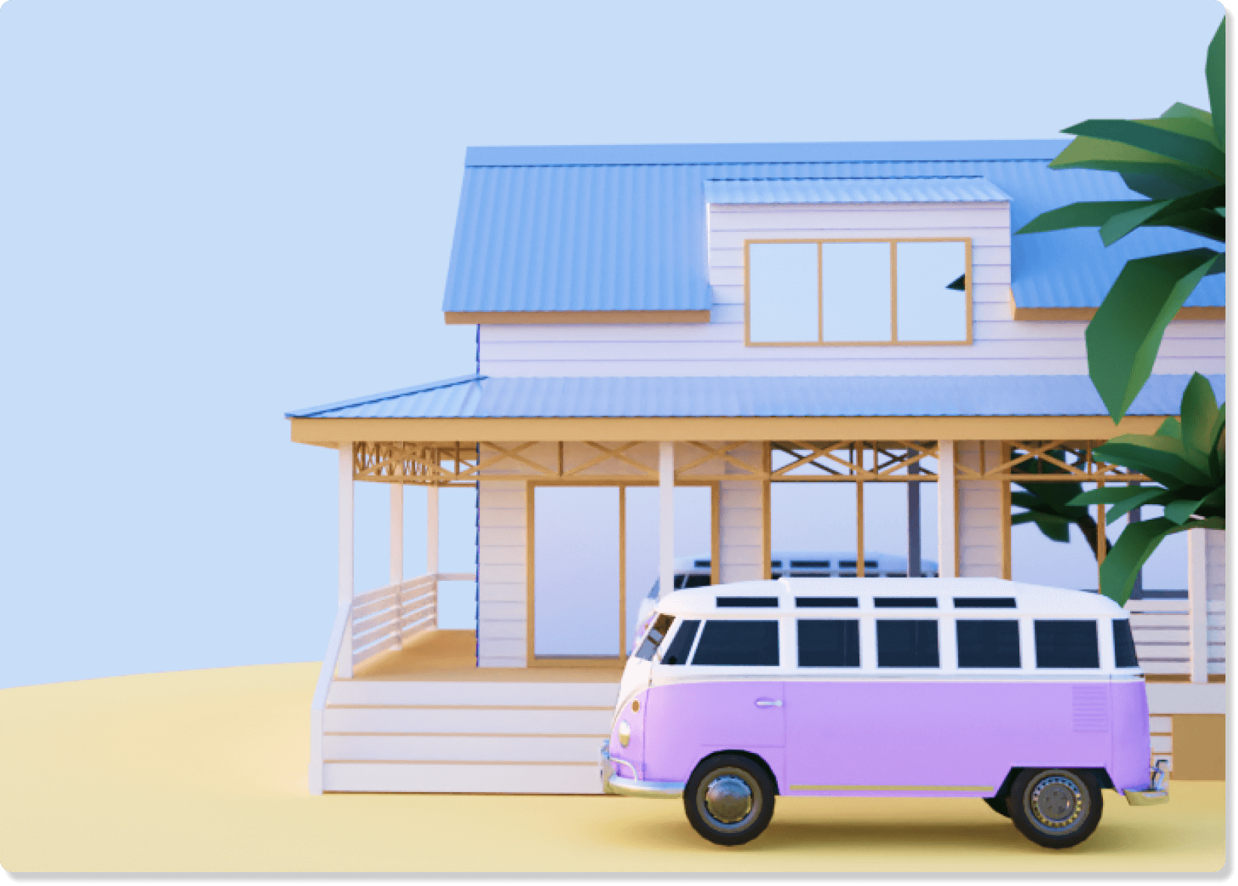 3d house and car illustration